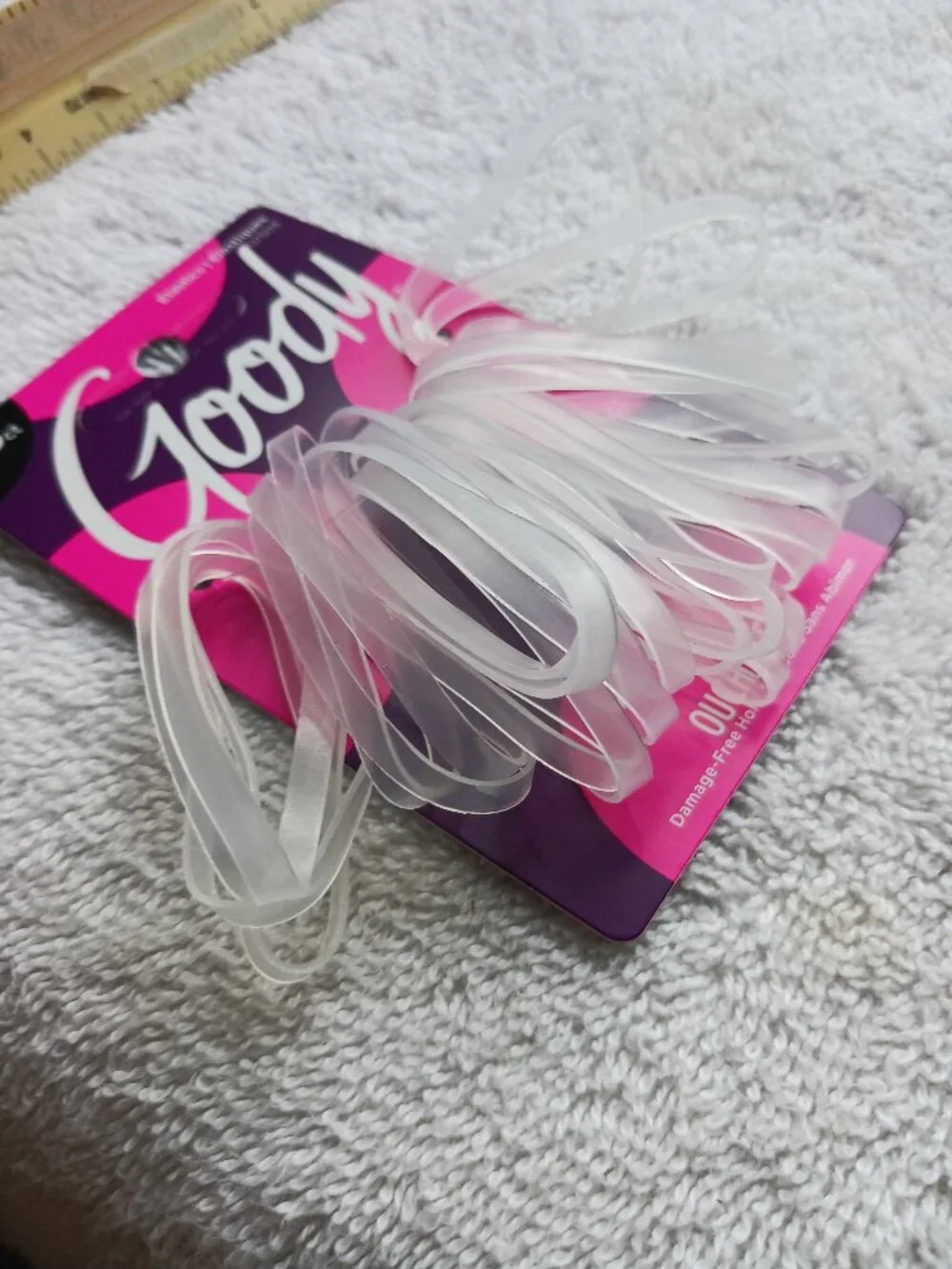 30 Goody Secure Hold Flat No Metal Elastics Wide Silicone Hair Bands Java Clear